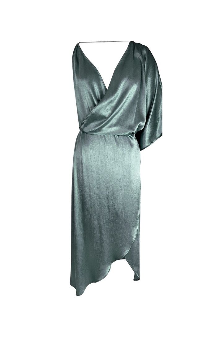 WRAP RAYON DRESS WITH ONE SLEEVE
Composition: 100% rayon
Care Instructions:  Dry cleaning
Fit:   One size, designed for a loose fit
Color: teal/ blue violet/ red
Size Chart
Model is wearing a OS size garment
*DUE OF MONITOR DIFFERENCES, ACTUAL COLOR MAY VARY SLIGHTLY FROM WHAT APPEARS ONLINE*
*** THIS IS A LIMITED EDITION ITEM , NO RESTOCK ***
