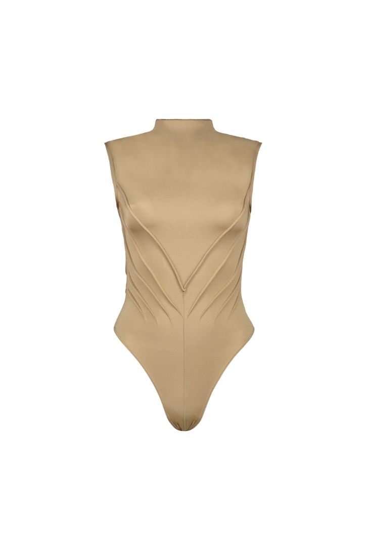 SLEEVELESS PINTUCK BODYSUIT WITH OPEN BACK
Composition:  Body: 80% Nylon- 20% Spandex- Lining: Mesh 80% Polyester- 20% Spandex
Care Instructions: Machine wash in cold water with similar colors on gentle cycle, do not soak for too long
Fit: Slim fit
Color:  Nude/Purple
Size Chart
*DUE TO MONITOR DIFFERENCES, ACTUAL COLOR MAY VARY SLIGHTLY FROM WHAT APPEARS ONLINE*

*** THIS IS A LIMITED EDITION ITEM , NO RESTOCK ***