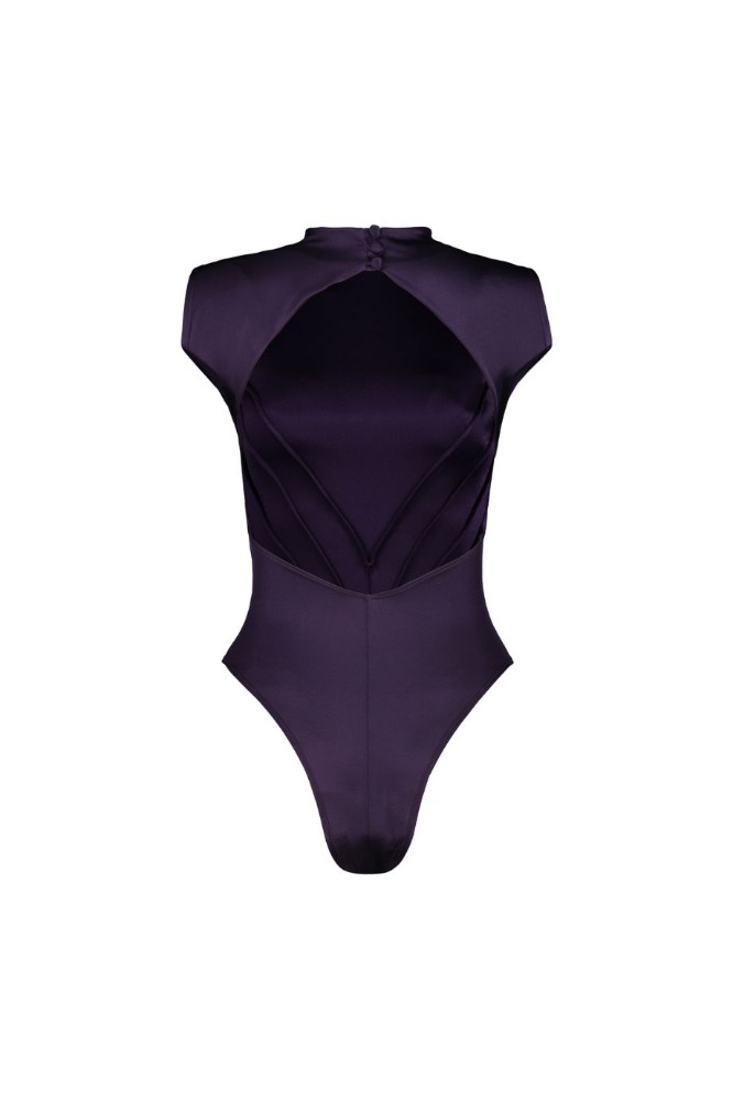 CORSET BODYSUIT NUDE/PURPLE