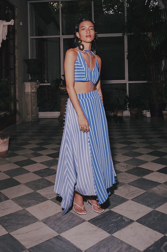 CROSS BODY STRIPED TOP