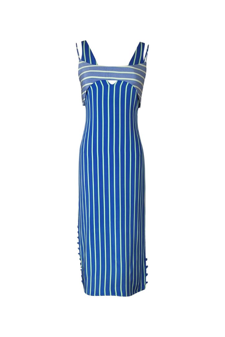 STRIPED PENCIL DRESS AZURE