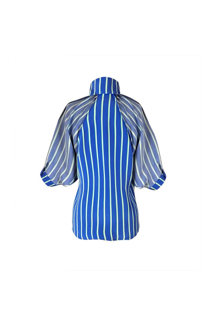 PINTUCK STRIPED SHIRT AZURE