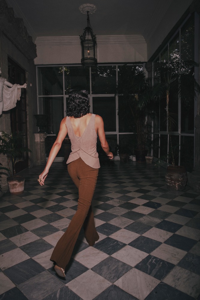 FLARED PANTS BROWN