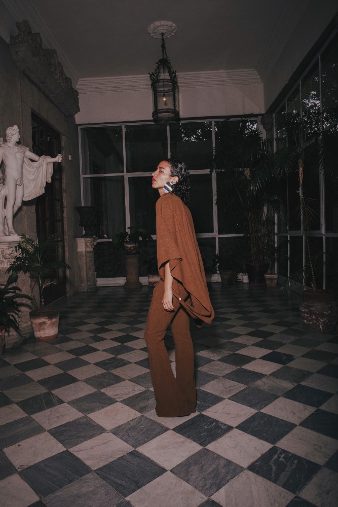 FLARED PANTS BROWN