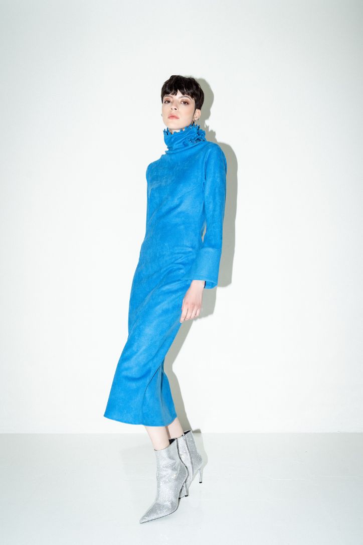 PLUSH COTTON BLUE DRESS