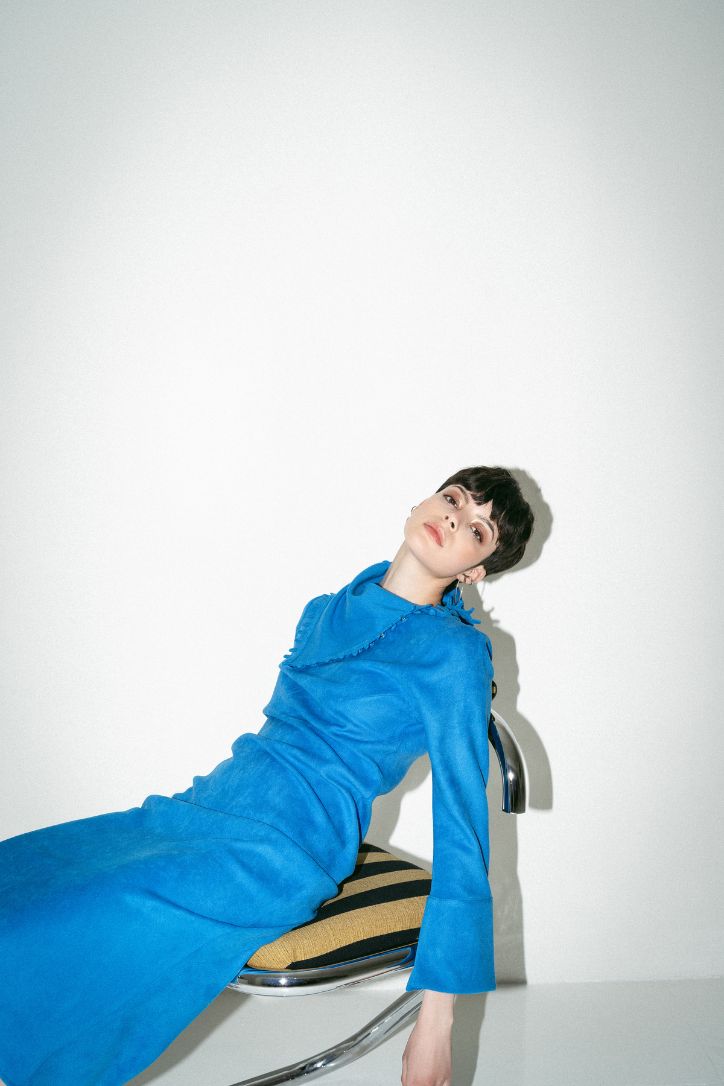 PLUSH COTTON BLUE DRESS