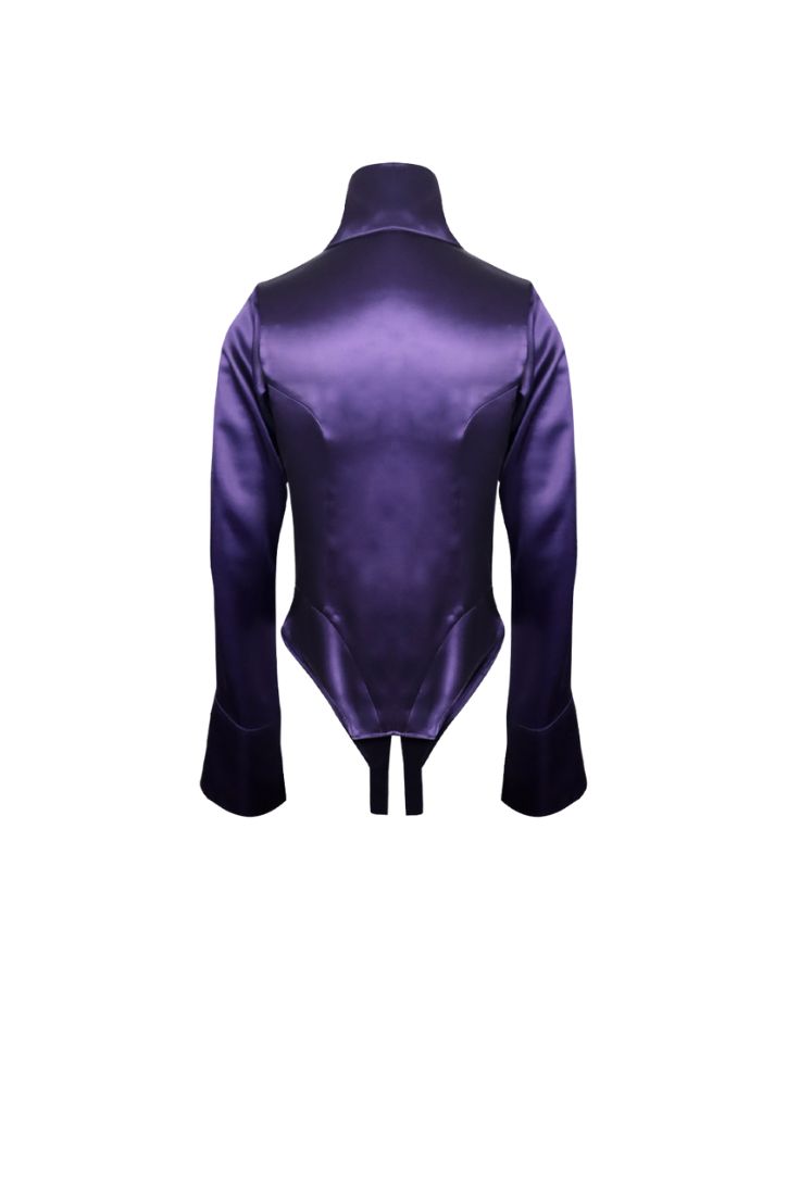 TAILORED SATIN PURPLE BLOUSE