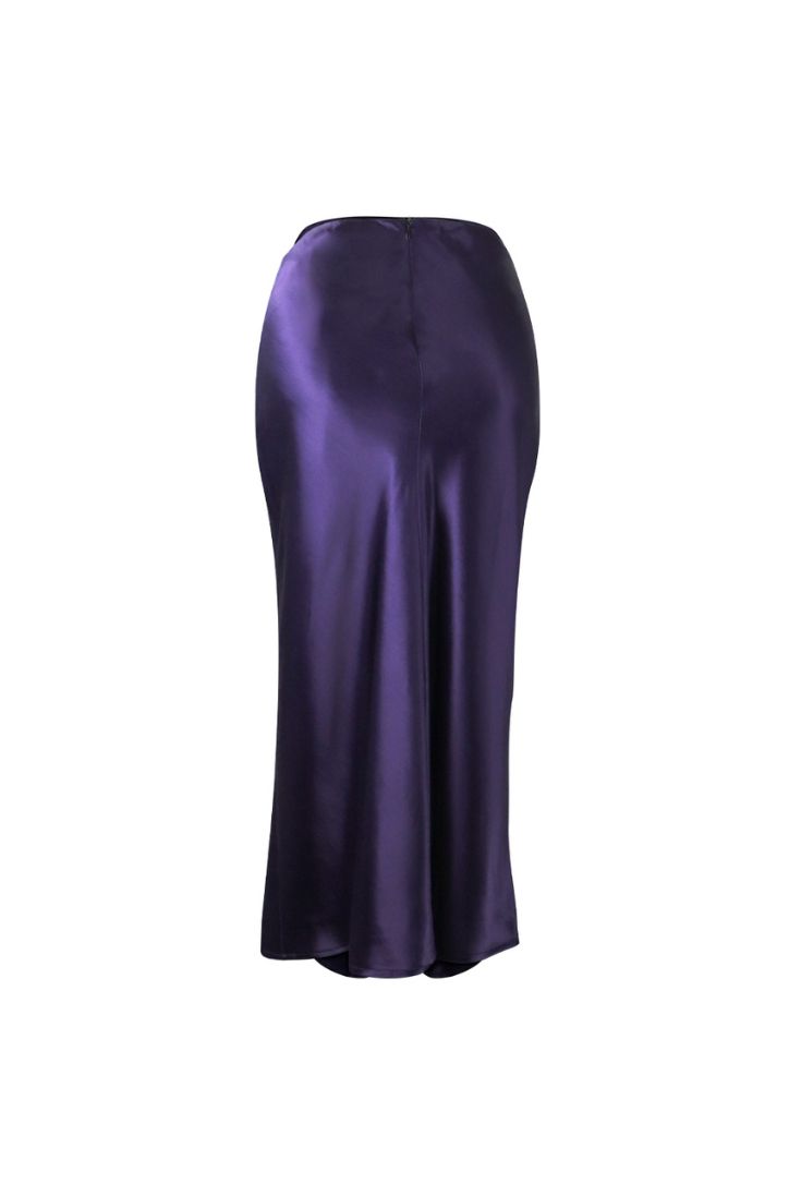 BIAS CUT SATIN PURPLE SKIRT