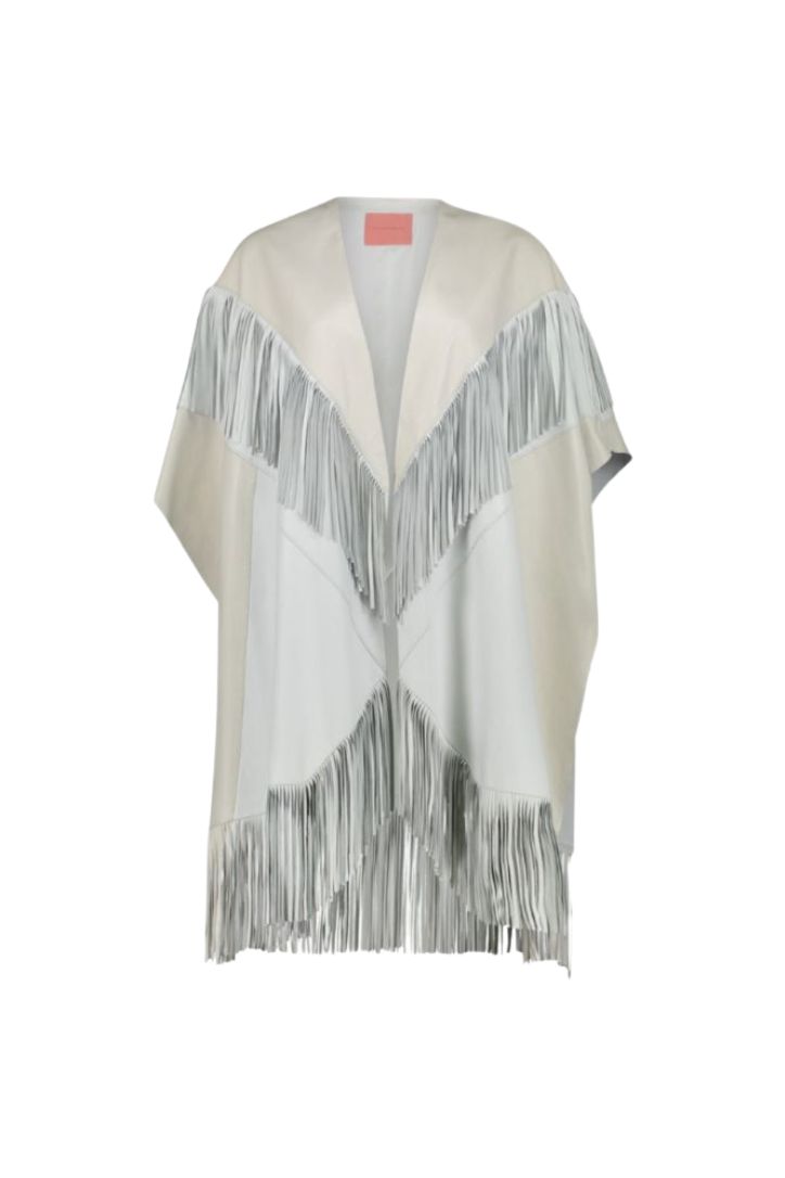 LEATHER PONCHO WHITE