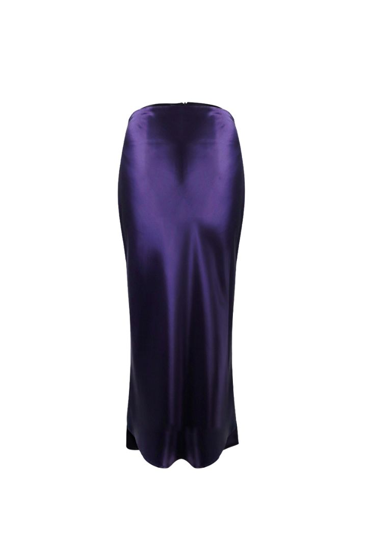 BIAS CUT SATIN PURPLE SKIRT