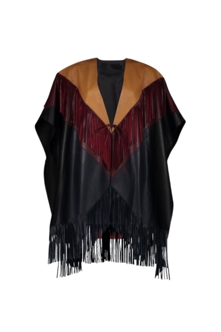 LEATHER MARIA PONCHO MIDNIGHT BLUE