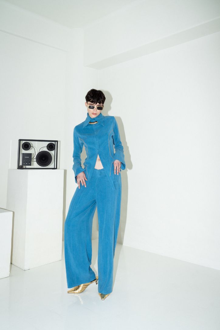 TAILORED BLUE BLOUSE