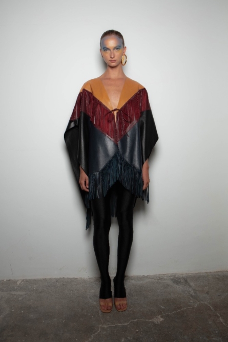 LEATHER MARIA PONCHO MIDNIGHT BLUE