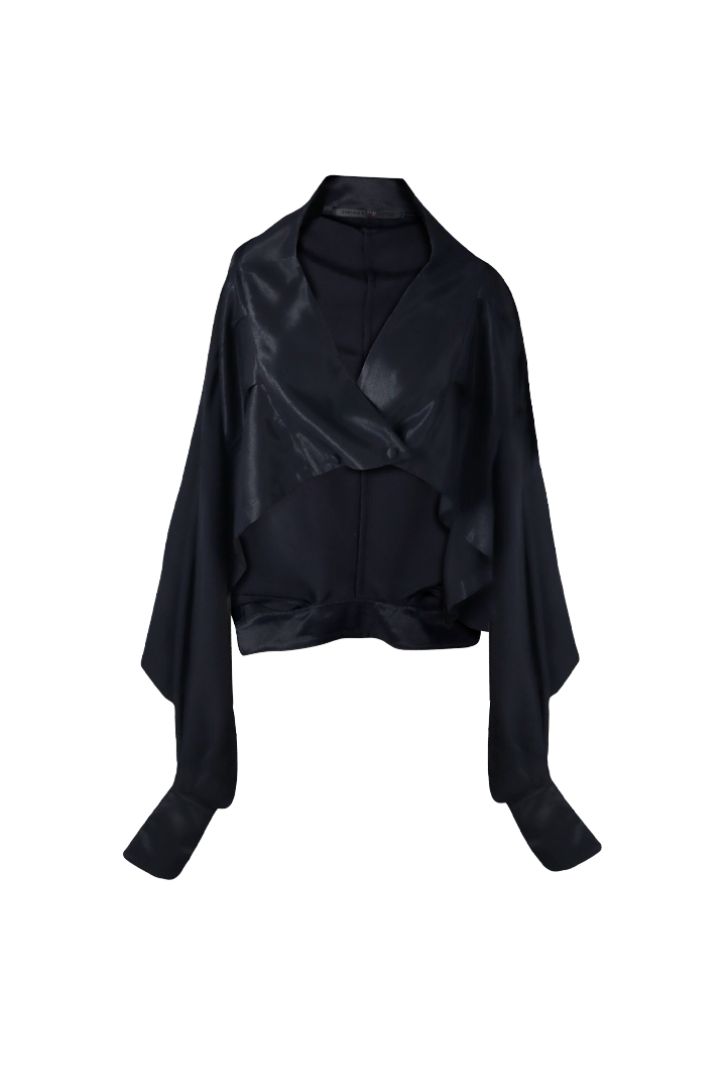 SATIN UPSIDEDOWN BLACK SHIRT