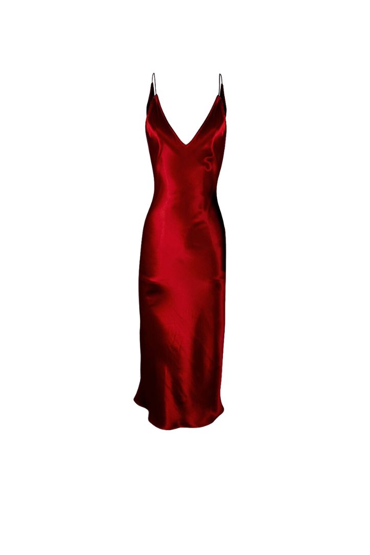 BIAS CUT SATIN RED DRESS