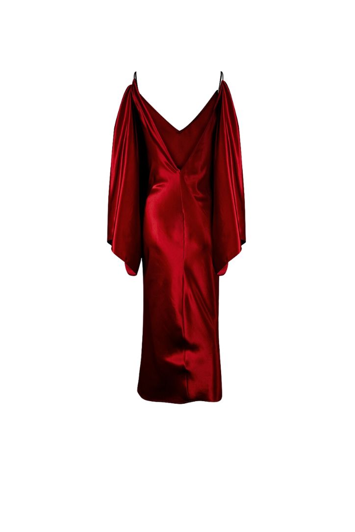 BIAS CUT SATIN RED DRESS