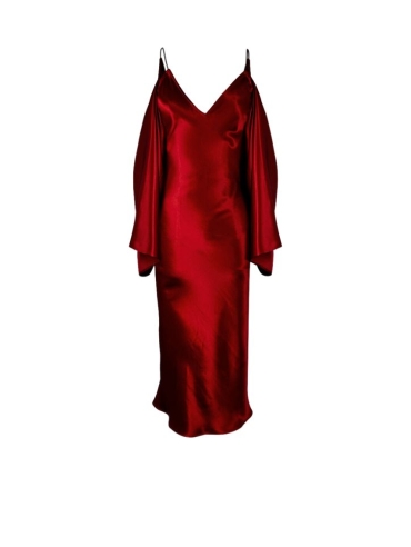 BIAS CUT SATIN  RED DRESS