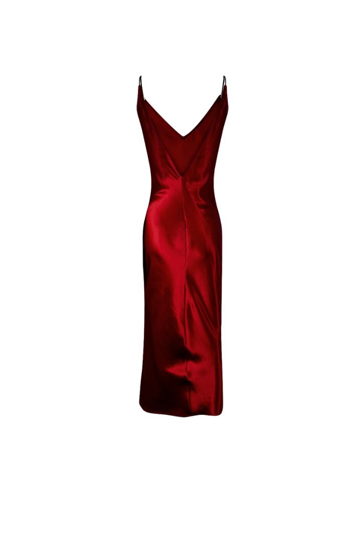 BIAS CUT SATIN RED DRESS