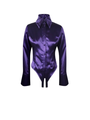 TAILORED SATIN PURPLE BLOUSE